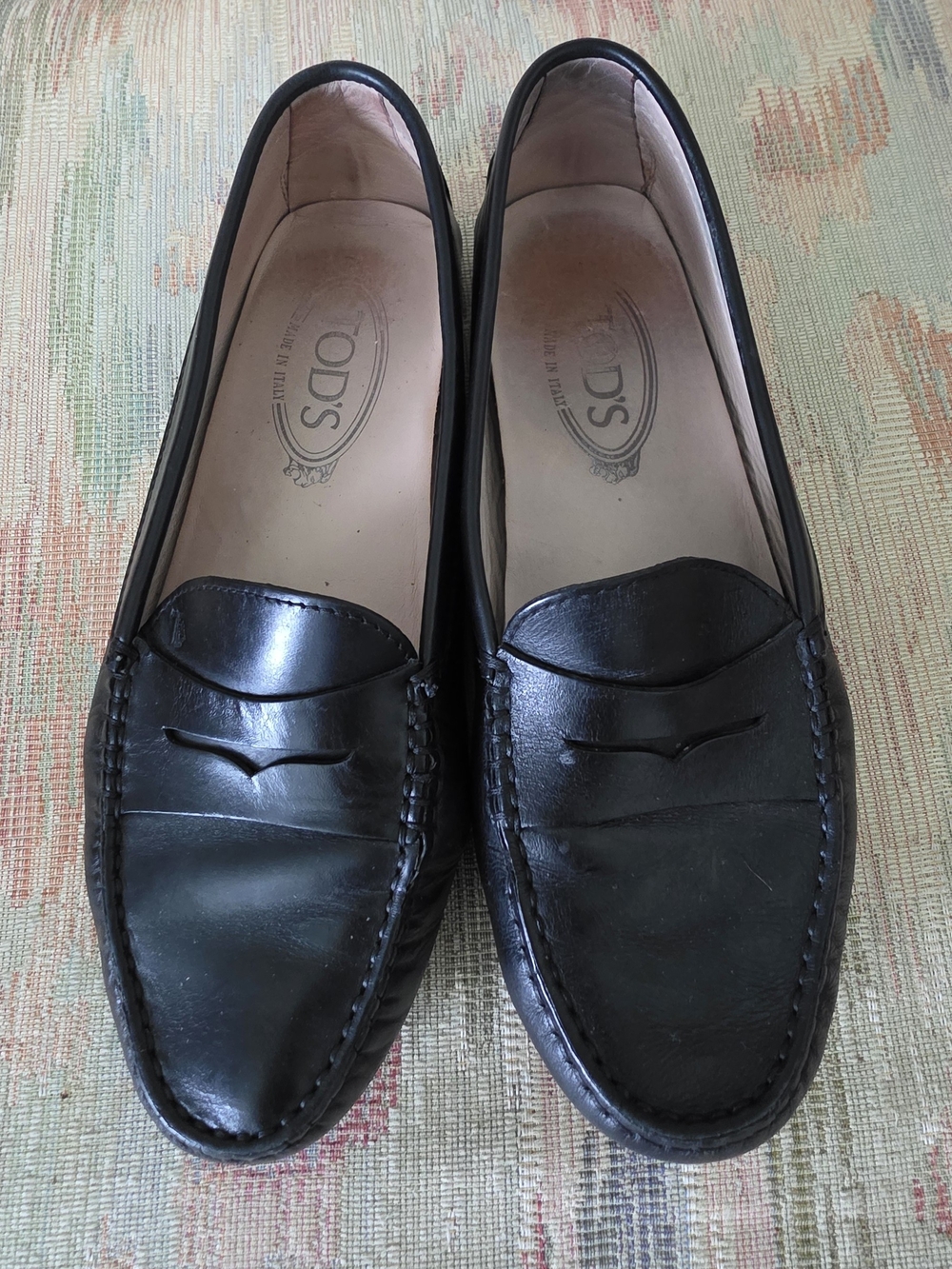 Tod's Black Leather Penny Loafers